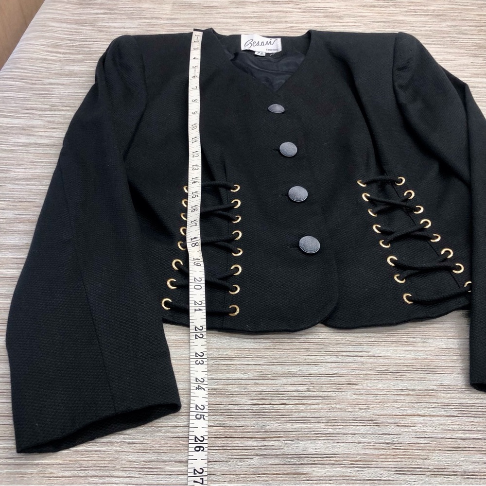 Scaasi Black Whimsygoth Y2k Corsett Lace Jacket - Picture 13 of 16